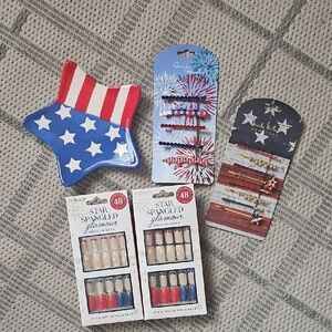 Patriotic Hair & Nail Set. Plus Trinket Dish.  ALL NEW